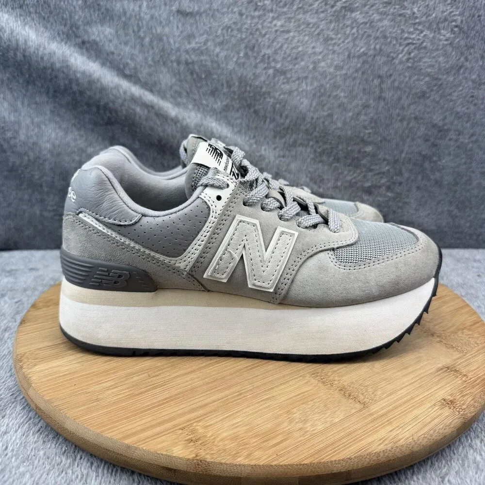 New Balance 574 Shoes Womens Size 7.5 B Gray Suede Platform Sneakers WL574ZBA